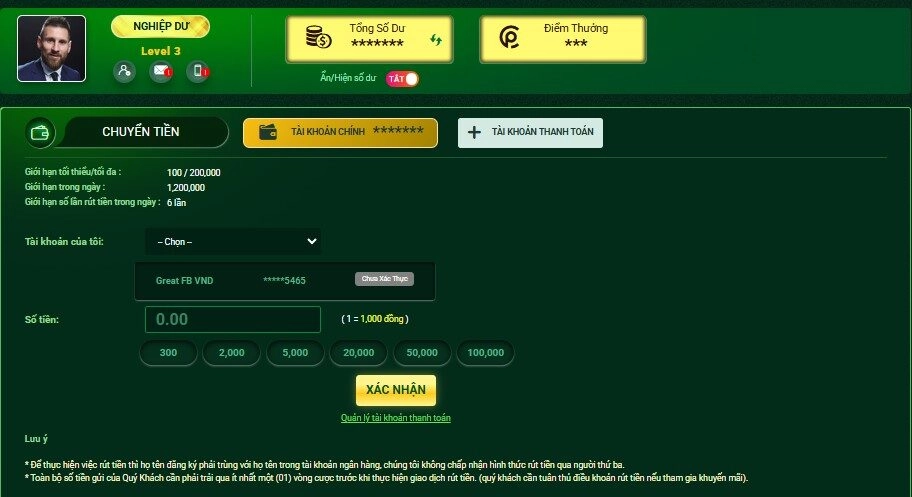 Gửi tiền FB88 nhanh chóng bằng ngân hàng