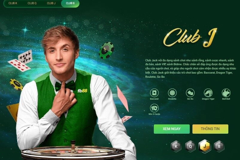 Sảnh casino trực tuyến FB88 với dealder người thật